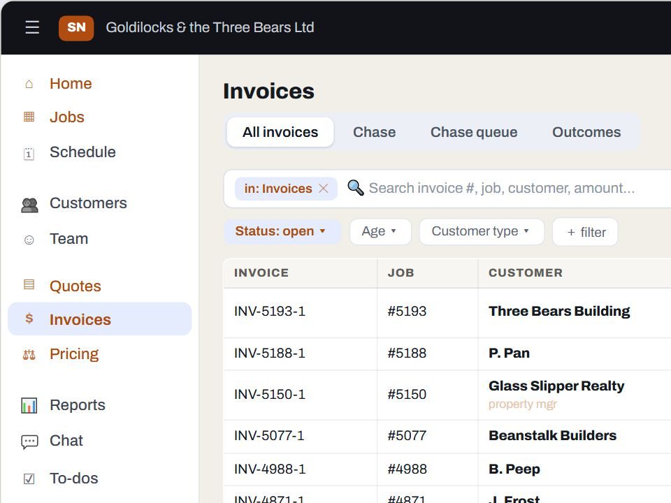 The Service Ninja web app