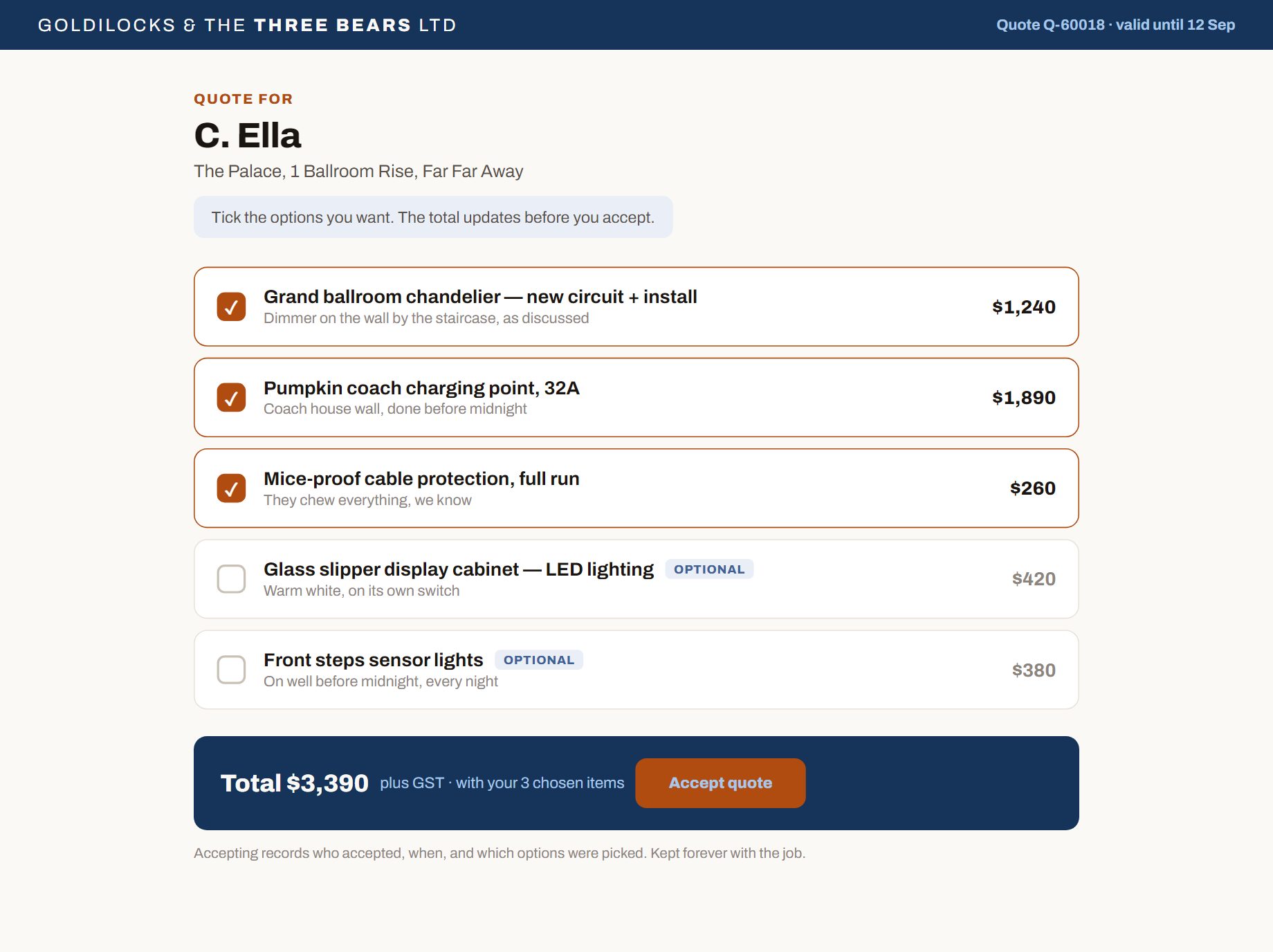 The Service Ninja web app